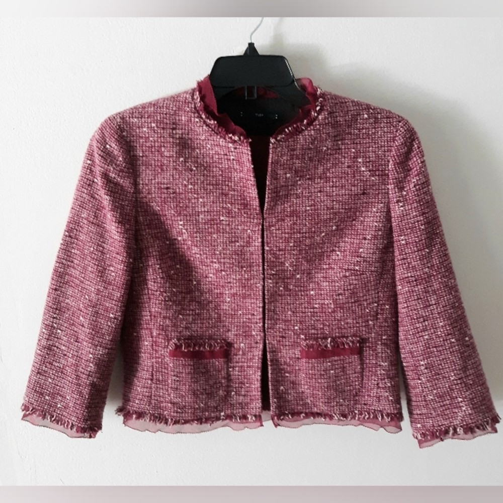 T21 Wool Silk Blend Blazer 6 Career Boss Lady Tweed - Picture 1 of 6